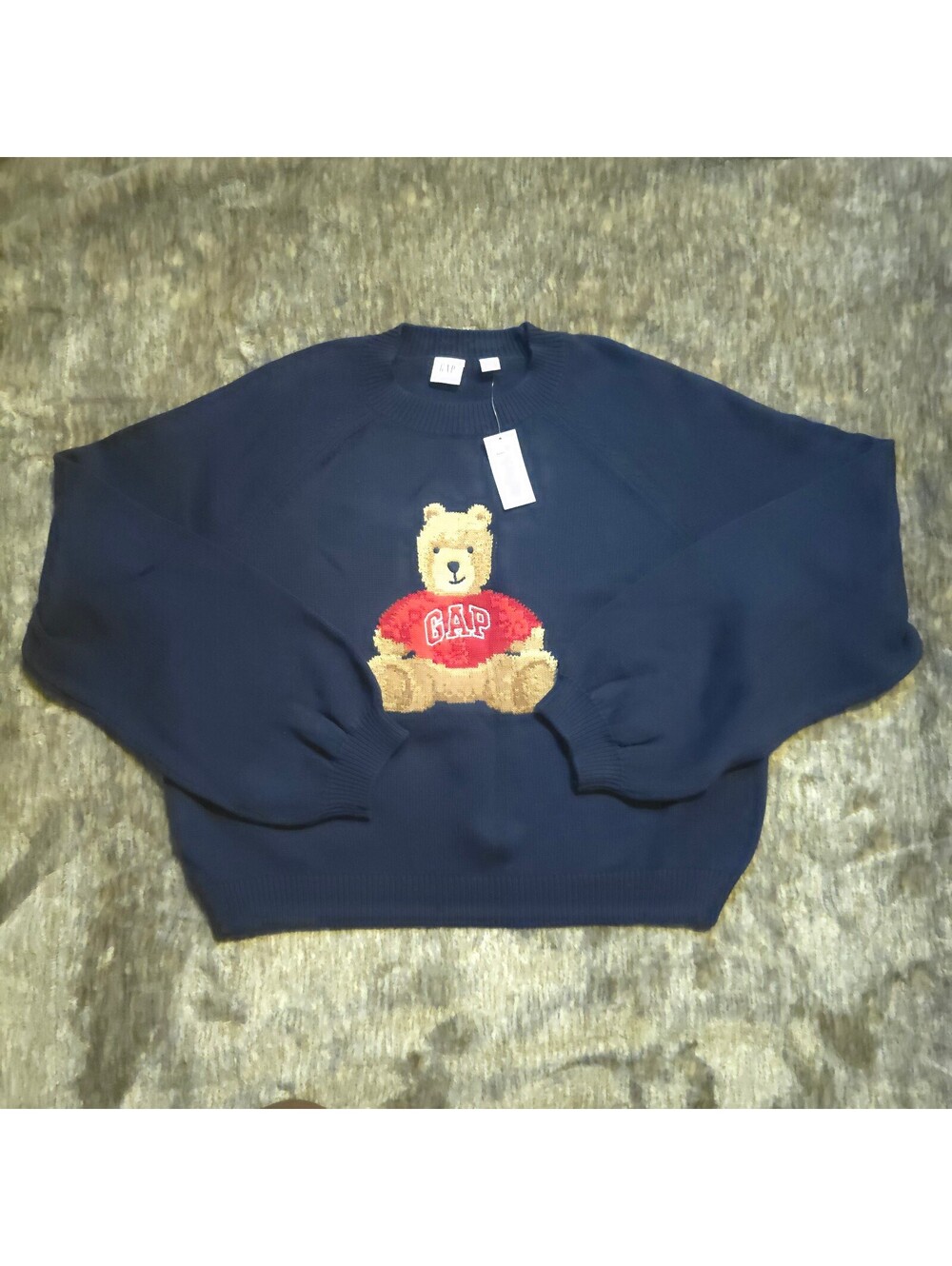 GAP Kids Navy Blue Sweater with Bear Graphic, Size XL (12)